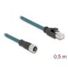 מתאם M12 Cat.6A TPU שקע 8pin A-coded לתקע RJ45 אורך 50 ס