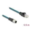 מתאם M12 Cat.6A TPU תקע 8pin A-coded לתקע RJ45 אורך 50 ס