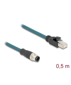 מתאם M12 Cat.6A TPU תקע 8pin A-coded לתקע RJ45 אורך 50 ס