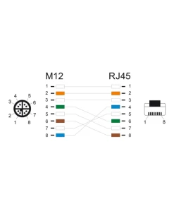 מתאם M12 Cat.6A TPU תקע 8pin X-coded לתקע RJ45 אורך 50 ס