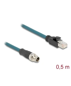 מתאם M12 Cat.6A TPU תקע 8pin X-coded לתקע RJ45 אורך 50 ס