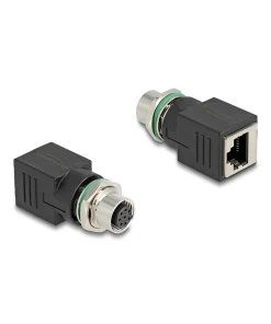 מתאם M12 Cat.6A שקע M12 A-coded 8 pin לשקע RJ45 ז/נ DELOCK | 60062