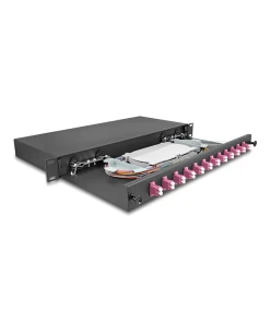 פאנל אופטי נשלף ''19 לארון תקשורת עם 12 שקעים LC Duplex OM4 להרכבה DELOCK | 67005