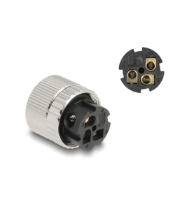 שקע M12 A-coded 3 pin 90° IP67 בחיבור הברגה DELOCK | 60542