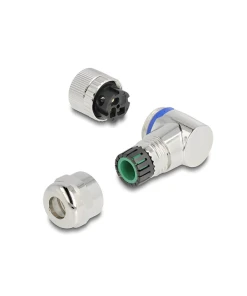 שקע M12 A-coded 3 pin 90° IP67 בחיבור הברגה DELOCK | 60542