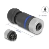 שקע M12 A-coded 4 pin IP67 בחיבור הברגה DELOCK | 60536
