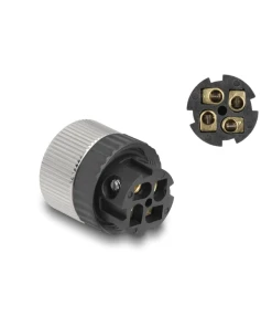 שקע M12 A-coded 4 pin IP67 בחיבור הברגה DELOCK | 60536