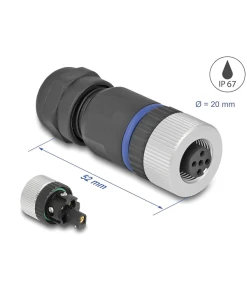 שקע M12 A-coded 5 pin IP67 בחיבור הברגה DELOCK | 60537
