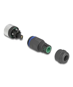 שקע M12 A-coded 5 pin IP67 בחיבור הברגה DELOCK | 60537