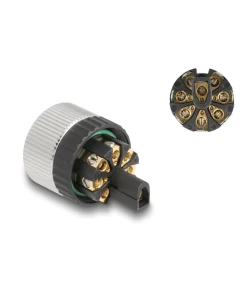 שקע M12 A-coded 8 pin IP67 בחיבור הברגה DELOCK | 60538