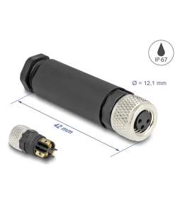 שקע M8 A-coded 3 pin IP67 בחיבור הברגה DELOCK | 60531