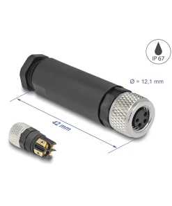 שקע M8 A-coded 4 pin IP67 בחיבור הברגה DELOCK | 60532