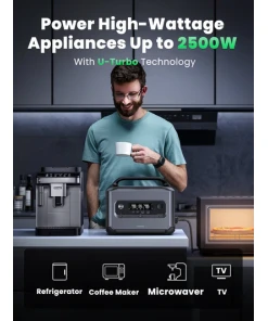 תחנת כוח ניידת בצבע שחור UGREEN | 15050A | GS600 | PowerRoam 1200W 1024Wh LiFePO4