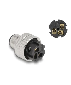 תקע M12 A-coded 3 pin 90° IP67 בחיבור הברגה DELOCK | 60539