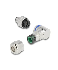 תקע M12 A-coded 3 pin 90° IP67 בחיבור הברגה DELOCK | 60539