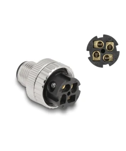 תקע M12 A-coded 4 pin 90° IP67 בחיבור הברגה DELOCK | 60540