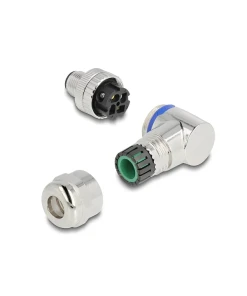 תקע M12 A-coded 4 pin 90° IP67 בחיבור הברגה DELOCK | 60540