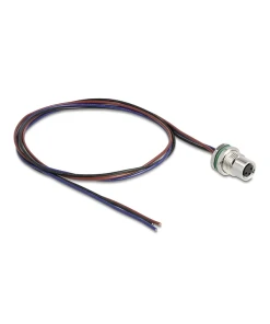 תקע M8 3 pin להתקנה בקדח עגול עם כבל 3 גידים אורך 0.5 מטר DELOCK | 80146