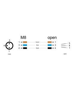 תקע M8 3 pin להתקנה בקדח עגול עם כבל 3 גידים אורך 0.5 מטר DELOCK | 80147