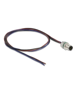 תקע M8 3 pin להתקנה בקדח עגול עם כבל 3 גידים אורך 0.5 מטר DELOCK | 80147