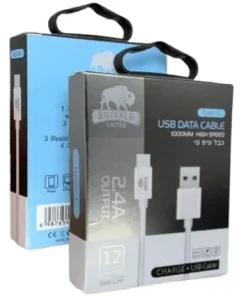 כבל הטענה מהיר מארז 12 יחידות Buffalo | BF-USB-TC-1M | USB A-Type C | 2.4A