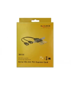 כרטיס PCIe x1 Serial RS-232 High Speed 921K ESD protection Low profile עם 2 יציאות DB9 צ'יפ Sunix שחור DELOCK | 62996