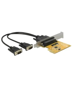 כרטיס PCIe x1 Serial RS-232 High Speed 921K ESD protection Low profile עם 2 יציאות DB9 צ'יפ Sunix שחור DELOCK | 62996