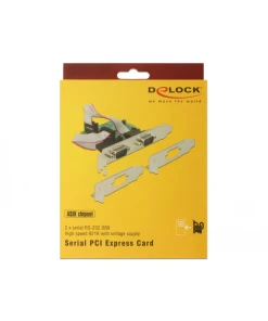 כרטיס PCIe x1 Serial RS-232 High Speed 921K Low profile עם 2 יציאות DB9 Voltage supply צ'יפ ASIX שחור DELOCK | 89641