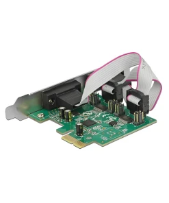 כרטיס PCIe x1 Serial RS-232 High Speed 921K Low profile עם 2 יציאות DB9 Voltage supply צ'יפ ASIX שחור DELOCK | 89641