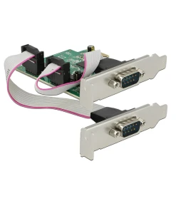 כרטיס PCIe x1 Serial RS-232 High Speed 921K Low profile עם 2 יציאות DB9 Voltage supply צ'יפ ASIX שחור DELOCK | 89641