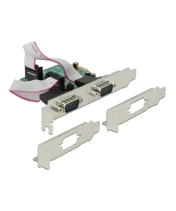 כרטיס PCIe x1 Serial RS-232 High Speed 921K Low profile עם 2 יציאות DB9 Voltage supply צ'יפ ASIX שחור DELOCK | 89641