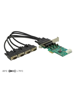 כרטיס PCIe x1 Serial RS-232 High Speed 921K Low profile עם 4 יציאות DB9 Voltage supply צ'יפ Exar זכר DELOCK | 89335