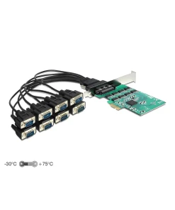 כרטיס PCIe x1 Serial RS-232 High Speed 921K Low profile עם 8 יציאות DB9 צ'יפ Exar זכר DELOCK | 89336