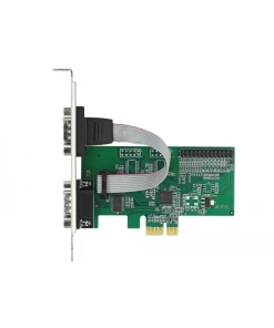 כרטיס PCIe x1 Serial RS-232 Low profile עם 2 יציאות DB9 + יציאת Parallel צ'יפ ASIX שחור DELOCK | 89556