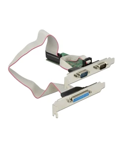 כרטיס PCIe x1 Serial RS-232 Low profile עם 2 יציאות DB9 + יציאת Parallel צ'יפ ASIX שחור DELOCK | 89556
