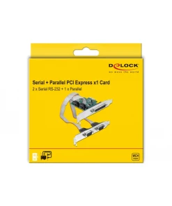 כרטיס PCIe x1 Serial RS-232 Low profile עם 2 יציאות DB9 + יציאת Parallel צ'יפ WCH שחור DELOCK | 90413