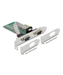כרטיס PCIe x1 Serial RS-232 Low profile עם 2 יציאות DB9 צ'יפ ASIX שחור DELOCK | 89555