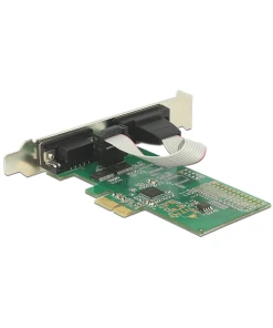 כרטיס PCIe x1 Serial RS-232 Low profile עם 2 יציאות DB9 צ'יפ ASIX שחור DELOCK | 89555