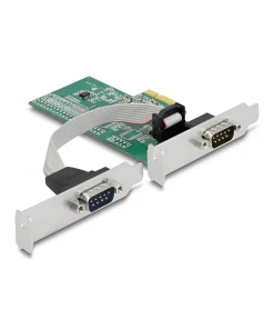 כרטיס PCIe x1 Serial RS-232 Low profile עם 2 יציאות DB9 צ'יפ ASIX שחור DELOCK | 89555