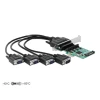 כרטיס PCIe x1 Serial RS-232 Low profile עם 4 יציאות DB9 Voltage supply צ'יפ DELOCK | 89938