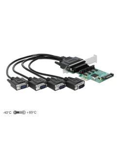 כרטיס PCIe x1 Serial RS-232 Low profile עם 4 יציאות DB9 Voltage supply צ'יפ DELOCK | 89938