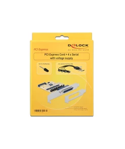 כרטיס PCIe x1 Serial RS-232 Low profile עם 4 יציאות DB9 Voltage supply צ'יפ SUN2410 זכר DELOCK | 89447