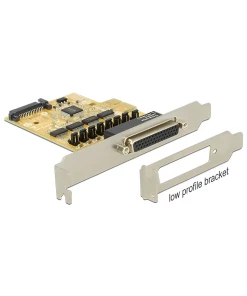 כרטיס PCIe x1 Serial RS-232 Low profile עם 4 יציאות DB9 Voltage supply צ'יפ SUN2410 זכר DELOCK | 89447