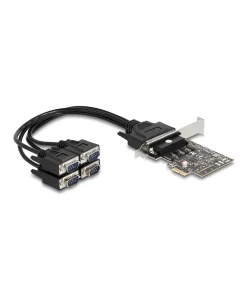 כרטיס PCIe x1 Serial RS-232 Low profile עם 4 יציאות DB9 צ'יפ ASIX זכר DELOCK | 66324