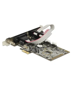 כרטיס PCIe x1 Serial RS-232 Low profile עם 4 יציאות DB9 צ'יפ Moschip MCS9904 שחור DELOCK | 89178