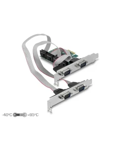 כרטיס PCIe x1 Serial RS-232 Low profile עם 4 יציאות DB9 צ'יפ WCH CH384L שחור DELOCK | 90410