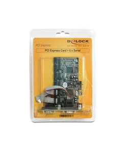 כרטיס PCIe x1 Serial RS-232 Low profile עם 6 יציאות DB9 Moschip צ'יפ DELOCK | 89938
