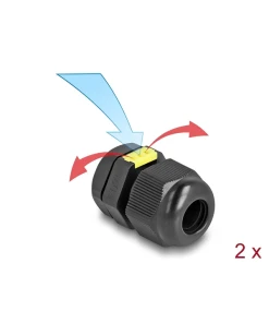מגן כבלים M12 עם אוורור מוגן IP68 סט 2 יח' DELOCK | 60614
