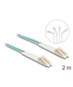 מגשר אופטי מולטי מוד LC Duplex OM3 ז/ז עם מחברים זוויתיים DELOCK | 88080
