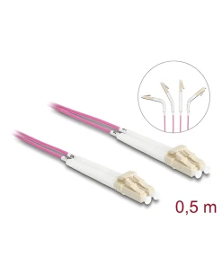 מגשר אופטי מולטי מוד LC Duplex OM4 ז/ז עם מחברים זוויתיים DELOCK | 88086